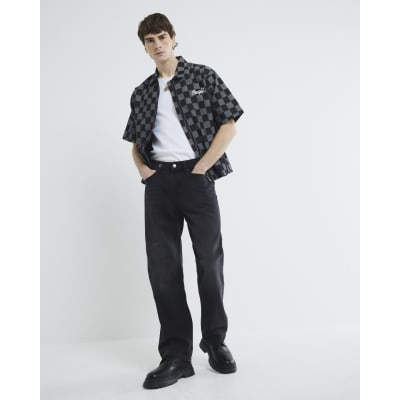 Black Washed Loose Fit Washed Jeans
