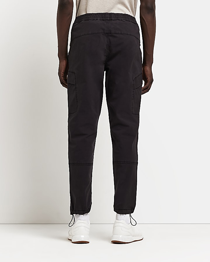 Black Washed Regular fit Cargo trousers