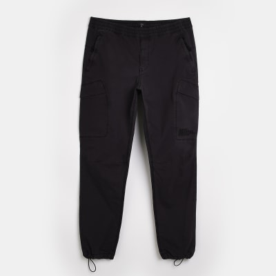 Black Washed Regular fit Cargo trousers | River Island