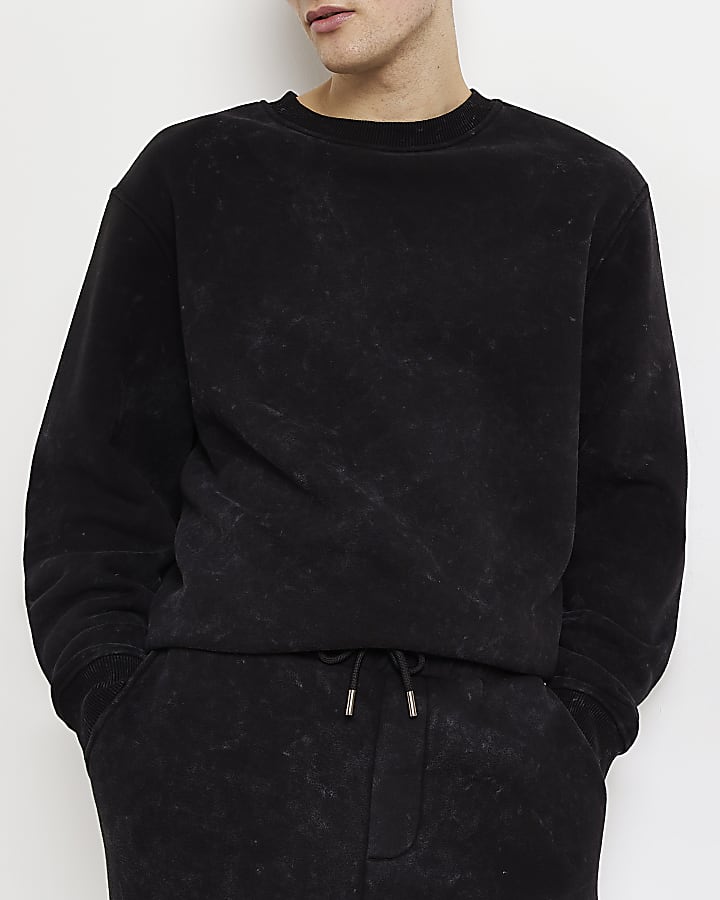 Black washed regular fit sweatshirt