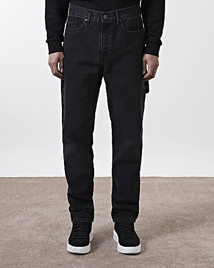 Black washed relaxed fit jeans