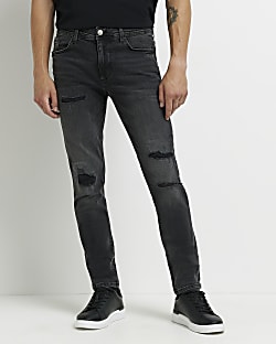 Black washed ripped skinny fit jeans