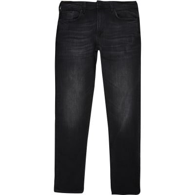 Black washed skinny fit jeans River Island