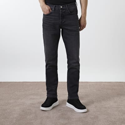 straight fit jeans mens black