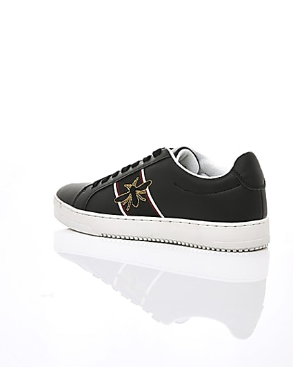 360 degree animation of product Black wasp embroidered trainers frame-19
