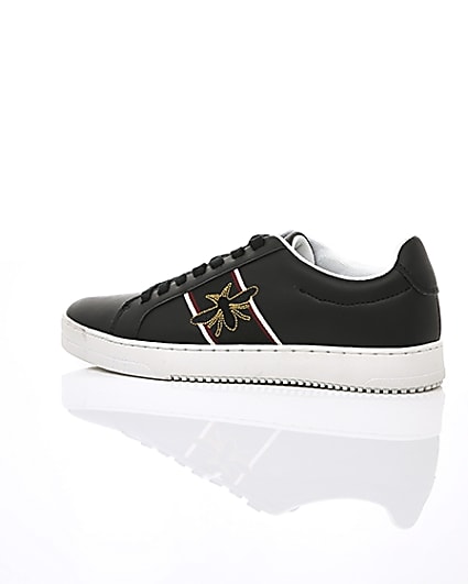 360 degree animation of product Black wasp embroidered trainers frame-20