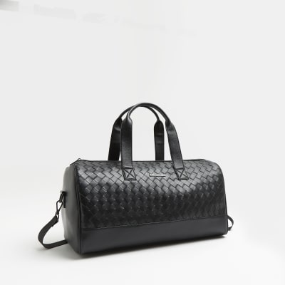 Black Weave Holdall bag River Island