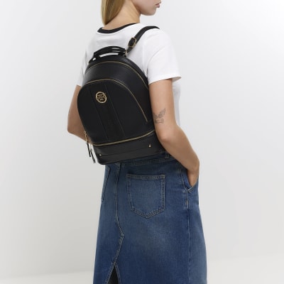 River island black online backpack