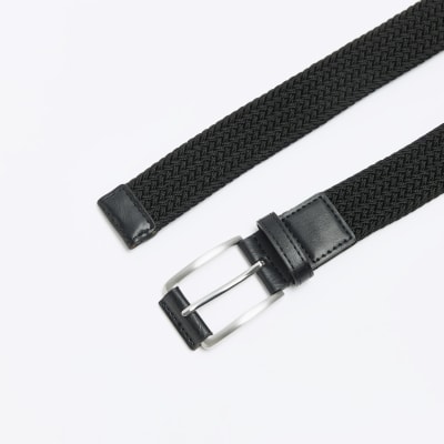 Black webbing belt River Island