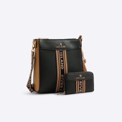 Black cross body bag river island cheap