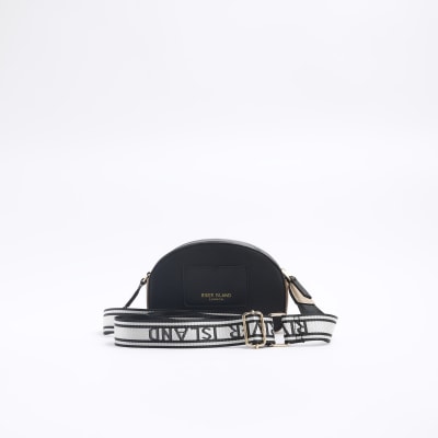 Black webbing cross body bag River Island