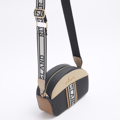 Black webbing cross body bag River Island
