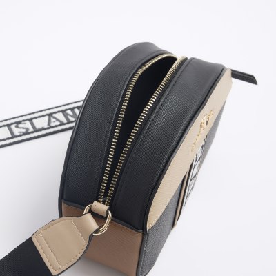 Black webbing cross body bag River Island