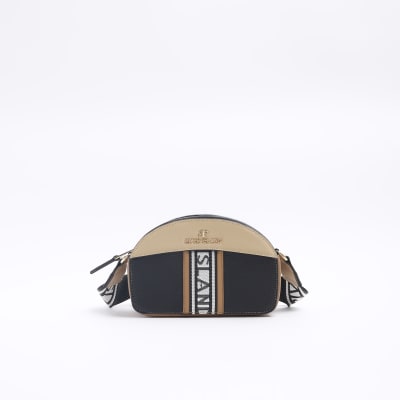 Black webbing cross body bag River Island