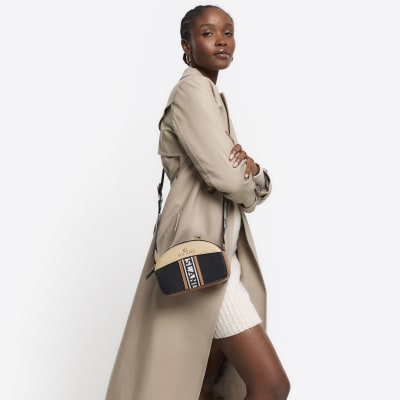 Black webbing cross body bag River Island