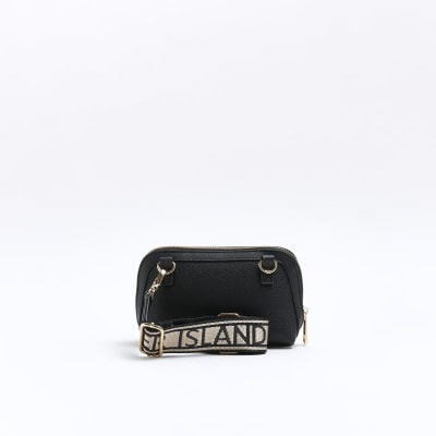 Black webbing cross body bag River Island