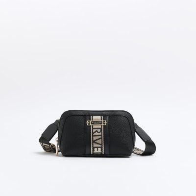 Black webbing cross body bag River Island