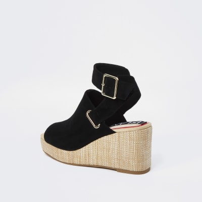 Black wedge shoe boots