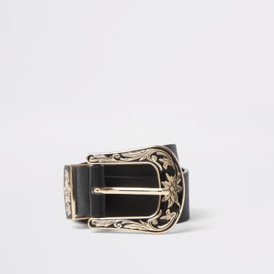 Black Western buckle belt