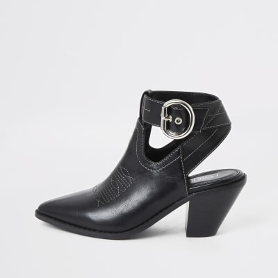 Black western cut out shoe boots