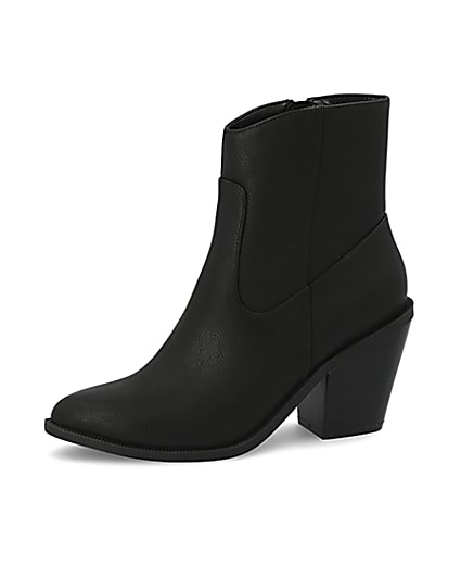 360 degree animation of product Black western heeled ankle boots frame-2