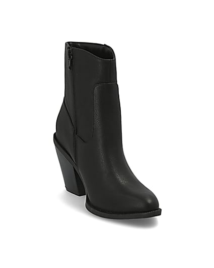 360 degree animation of product Black western heeled ankle boots frame-19