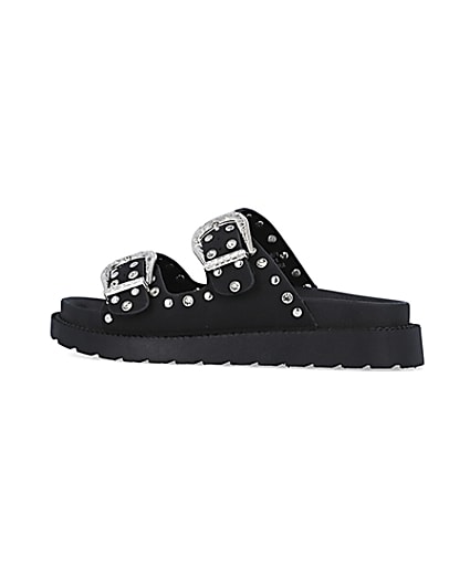 360 degree animation of product Black western studded sandals frame-4