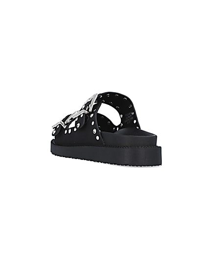 360 degree animation of product Black western studded sandals frame-7