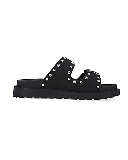 360 degree animation of product Black western studded sandals frame-15