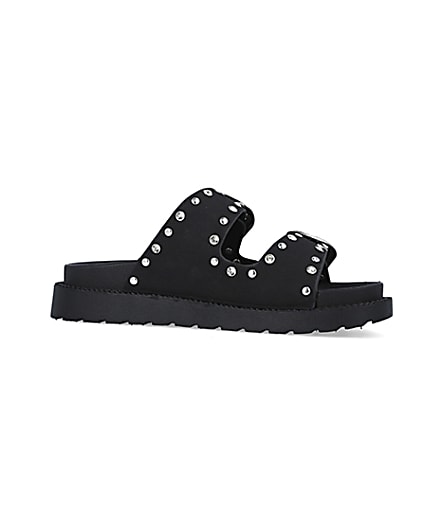 360 degree animation of product Black western studded sandals frame-16
