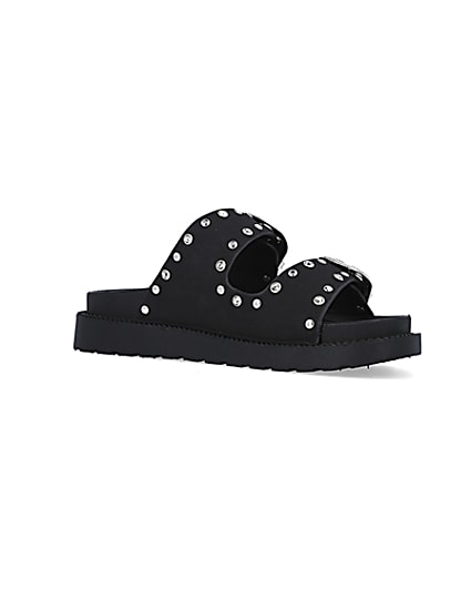 360 degree animation of product Black western studded sandals frame-17
