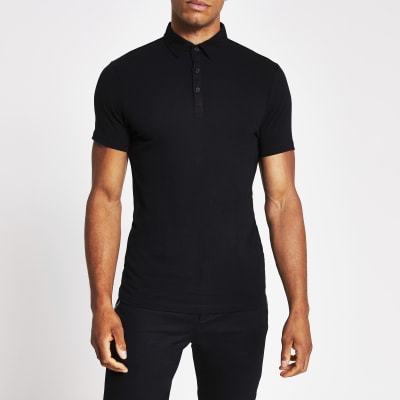 muscle fit white polo