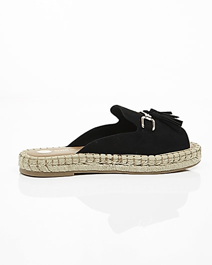 360 degree animation of product Black Wide fit backless espadrille loafers frame-11