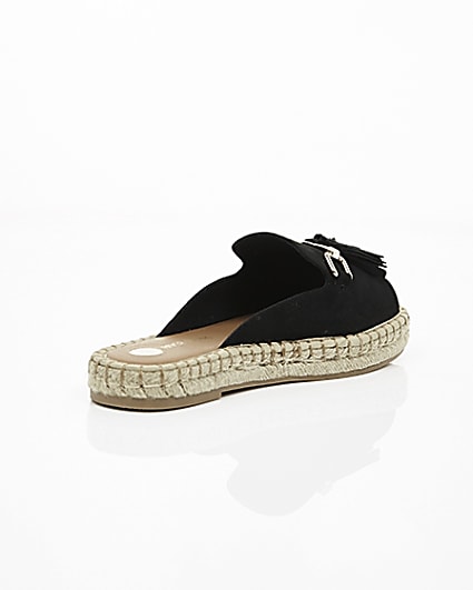 360 degree animation of product Black Wide fit backless espadrille loafers frame-13