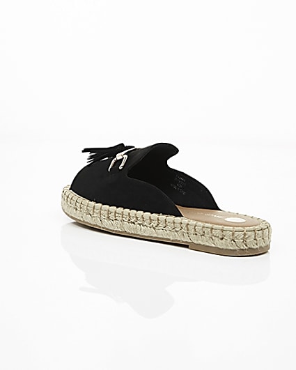 360 degree animation of product Black Wide fit backless espadrille loafers frame-19