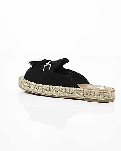 360 degree animation of product Black Wide fit backless espadrille loafers frame-20
