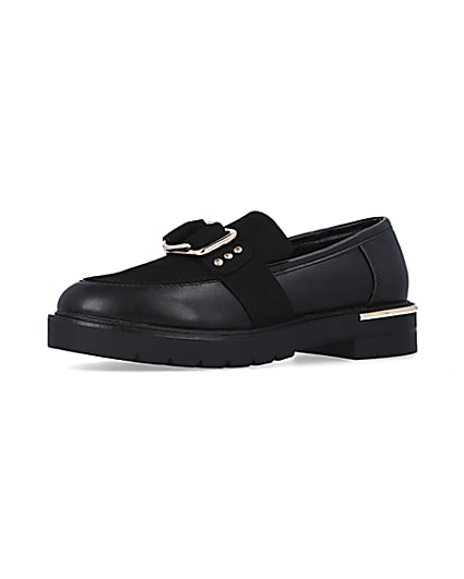 360 degree animation of product Black wide fit buckle chunky loafers frame-1