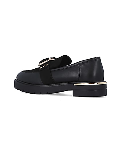 360 degree animation of product Black wide fit buckle chunky loafers frame-5