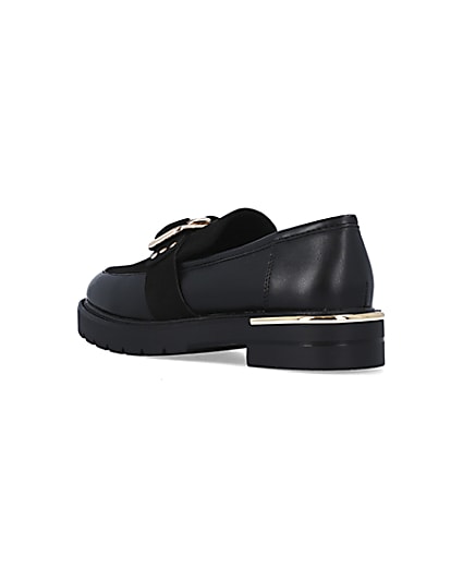 360 degree animation of product Black wide fit buckle chunky loafers frame-6