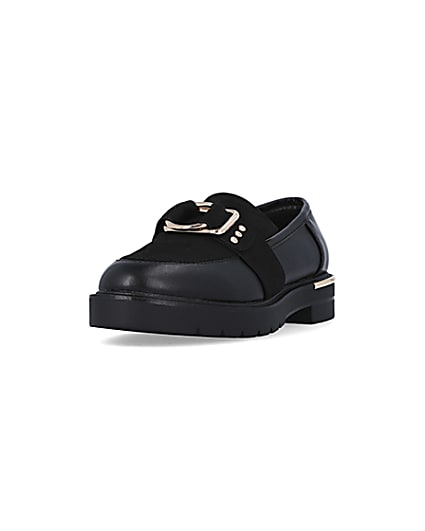 360 degree animation of product Black wide fit buckle chunky loafers frame-23
