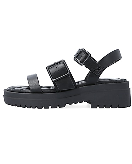 360 degree animation of product Black wide fit buckle dad sandals frame-3