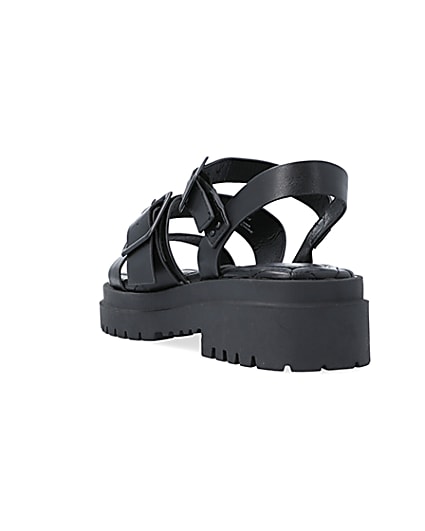 360 degree animation of product Black wide fit buckle dad sandals frame-7