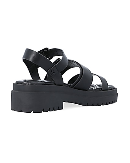 360 degree animation of product Black wide fit buckle dad sandals frame-12