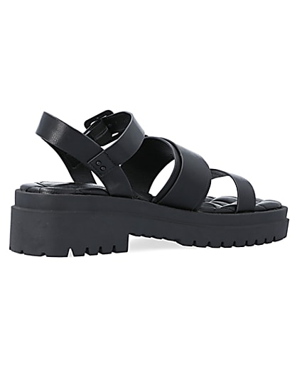 360 degree animation of product Black wide fit buckle dad sandals frame-13
