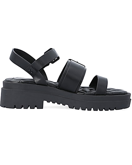 360 degree animation of product Black wide fit buckle dad sandals frame-15