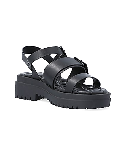360 degree animation of product Black wide fit buckle dad sandals frame-18