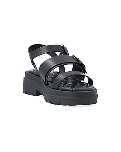 360 degree animation of product Black wide fit buckle dad sandals frame-19