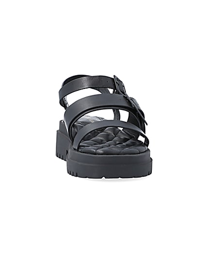 360 degree animation of product Black wide fit buckle dad sandals frame-20