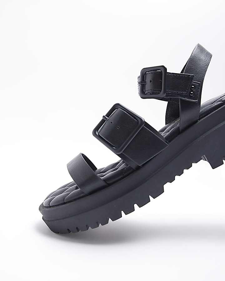 Black wide fit buckle dad sandals