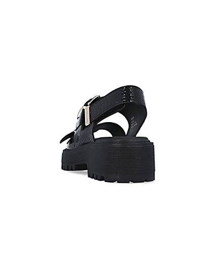 360 degree animation of product Black wide fit buckle sandals frame-8